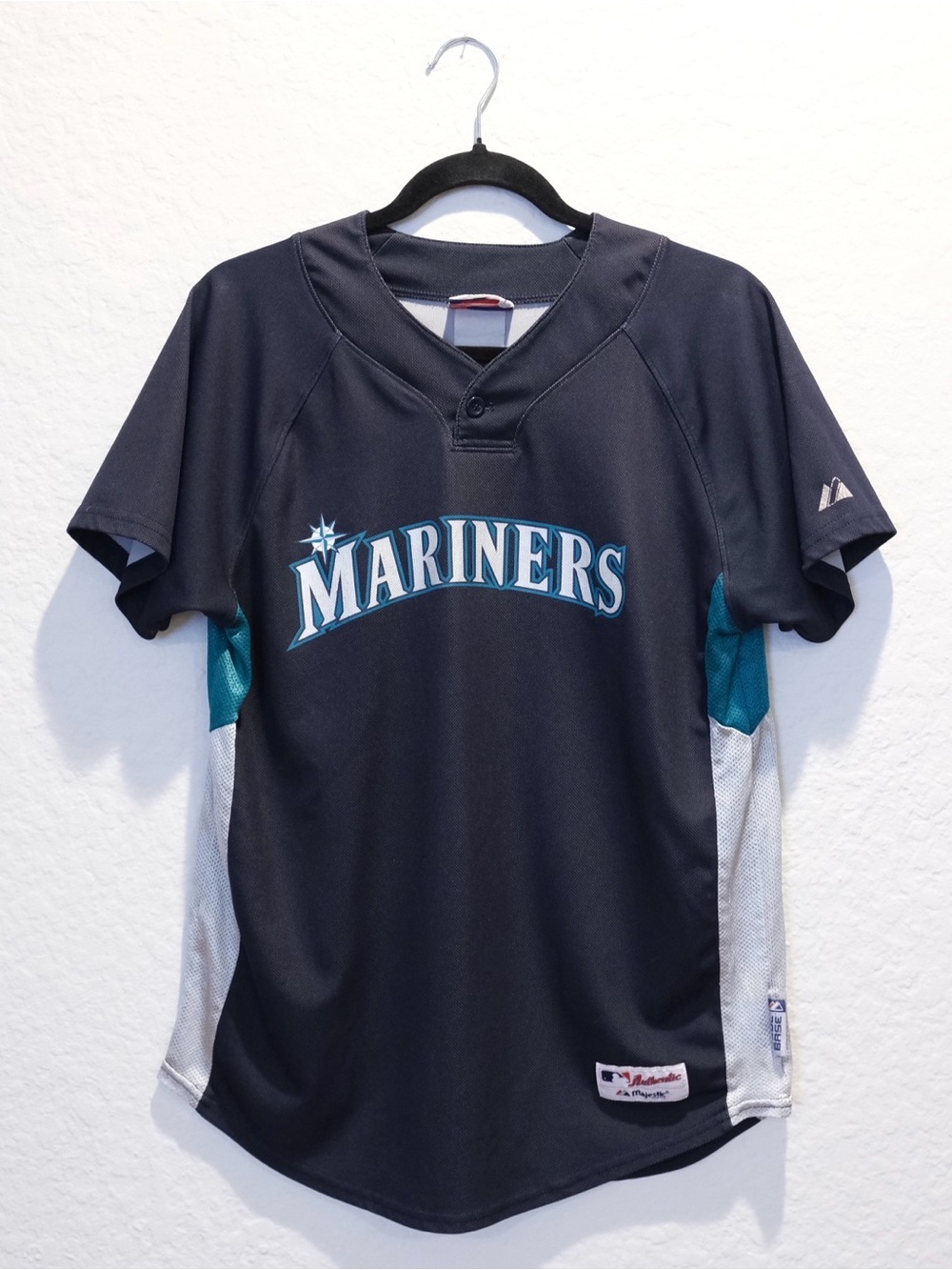 Vintage 00s Seattle Mariners Majestic Cool Base Jersey Shirt Size S Blue Teal
